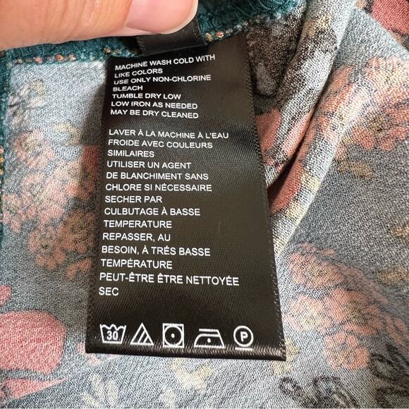 Free People Can't Take My Eyes Off You Flare Floral Pants Green Size M - Picture 13 of 13